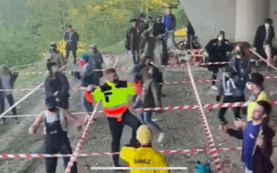 Slovakian Dance Party Uses Caution Tape Grid for Social Distancing