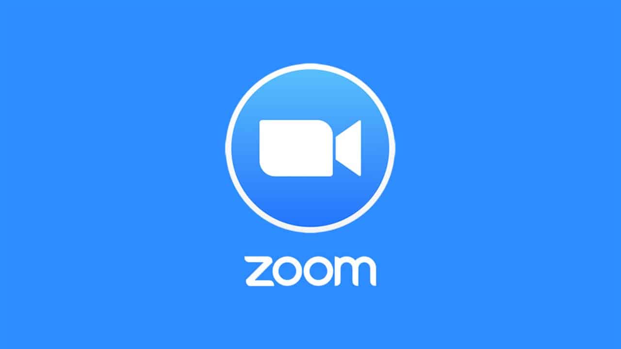 A white-and-blue Zoom logo over a blue background.