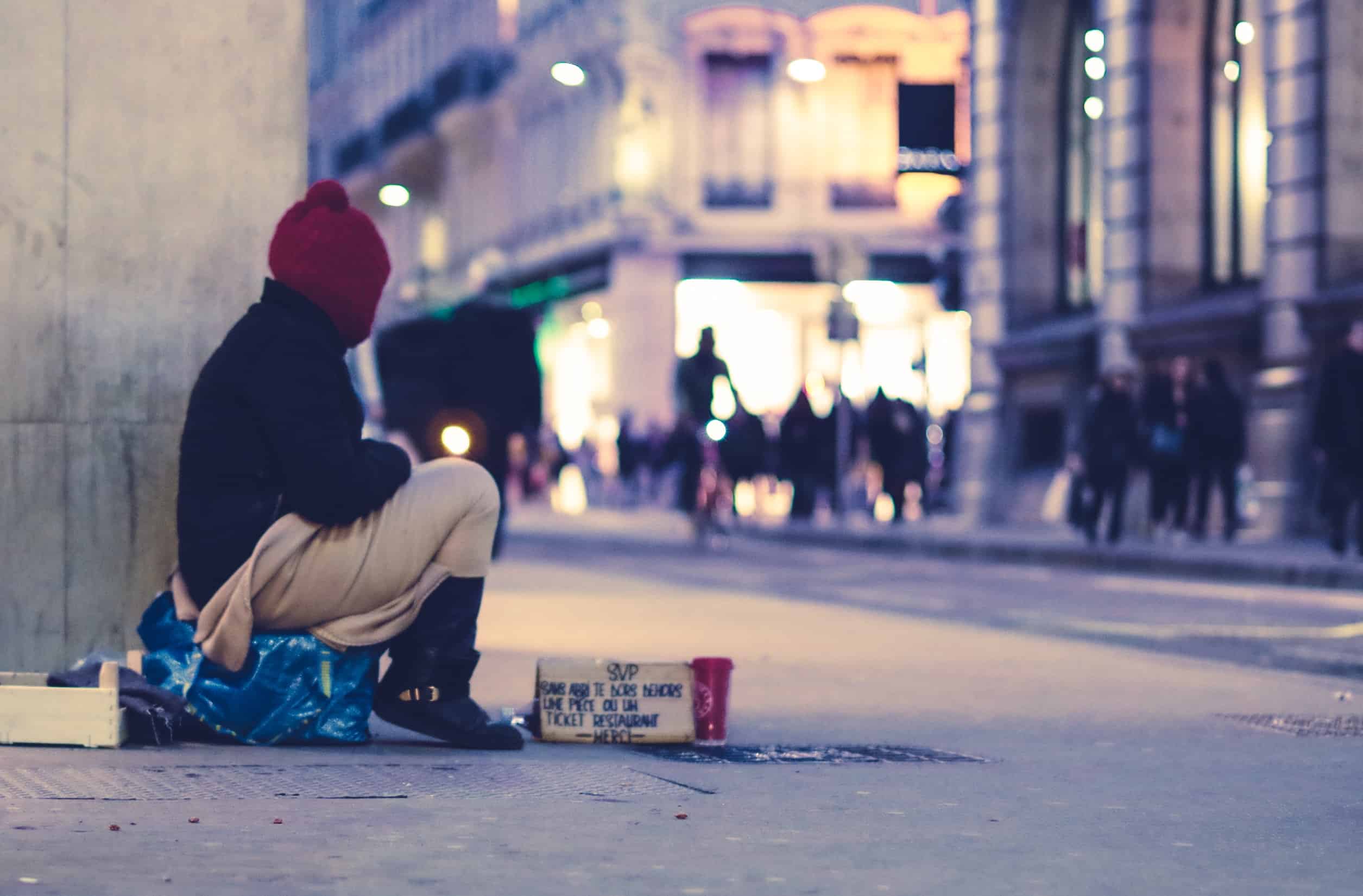 Person sitting on street