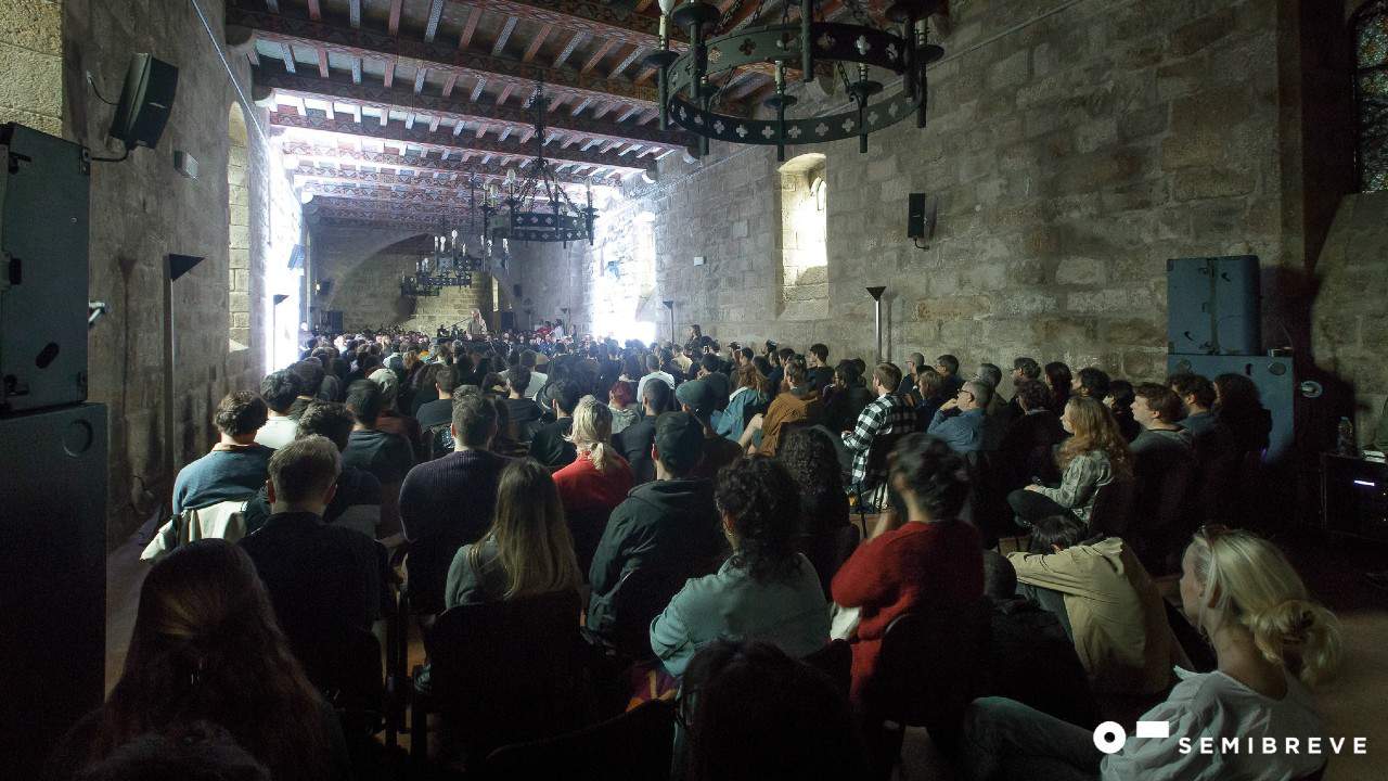 A crowd in Portugal's Monastery of São Martinho de Tibães during Semibreve.