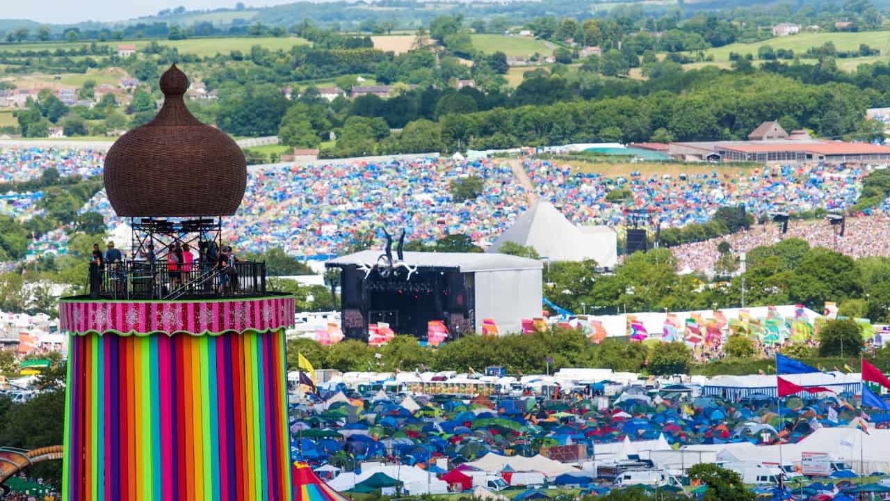 Glastonbury Festival rainbow tower