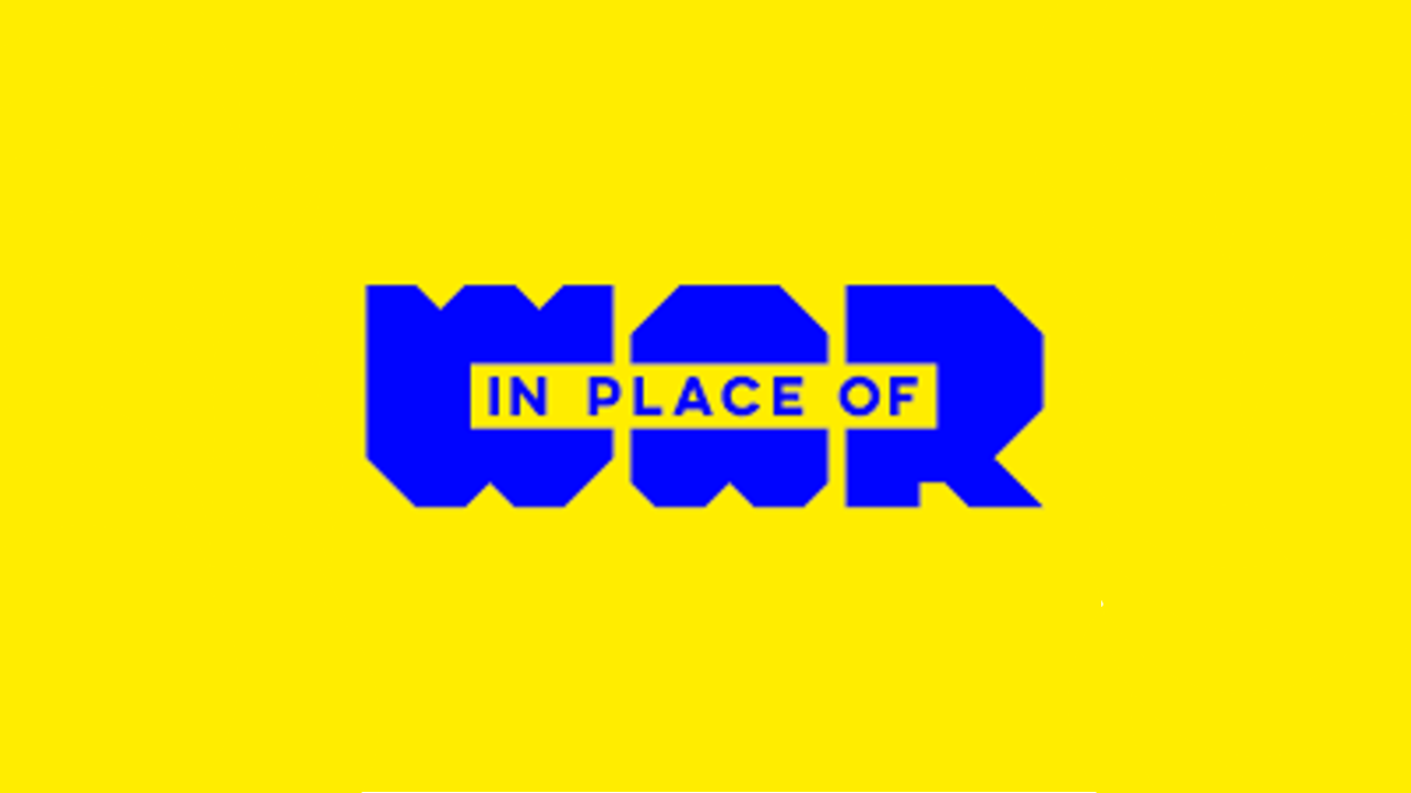 In Place Of War logo blue yellow